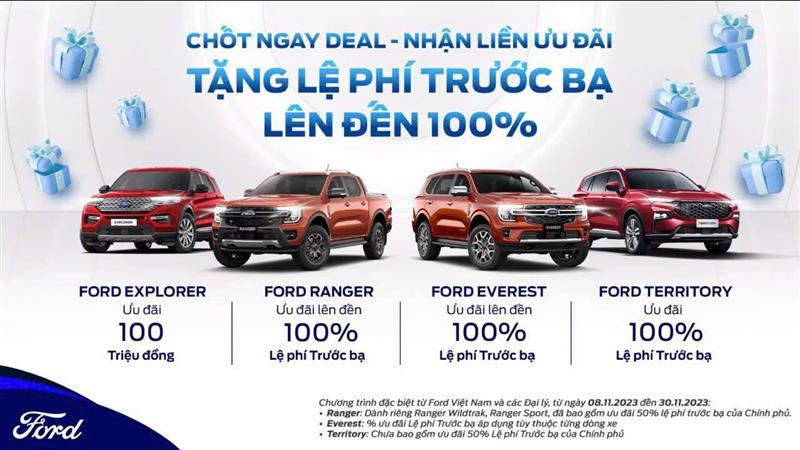 Ưu đãi hấp dẫn chỉ trong tháng 11 – MUA XE FORD HỖ TRỢ ĐẾN 100% TRƯỚC BẠ